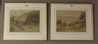 'From West Chevin Otley Wharfedale', pair watercolours one signed and dated J.
