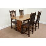 Medium oak refectory dining table (L153cm, W75cm,