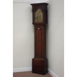 Mid 18th century oak and mahogany banded longcase clock, inlaid star motif to trunk,