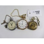 Gold-plated pocket watch and two others