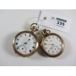 Early 20th century Waltham gold-plated pocket watch and a similar Louville Swiss made watch