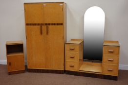 Art Deco period birdseye maple and zebra wood inlay three piece bedroom suite comprising of -