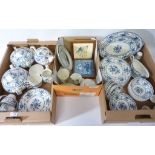 Johnson Bros 'Indies' pattern blue and white dinner service - six place settings - and other