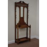 Edwardian walnut hallstand, centre bevel edged mirror and hinged compartment,