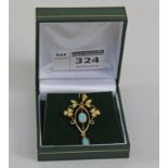 Silver gilt pendant set with opals