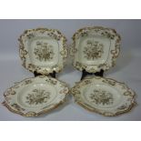 Pair early-mid19th century porcelain plates, probably Spode, each decorated with a passion flower,
