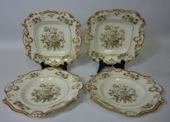 Pair early-mid19th century porcelain plates, probably Spode, each decorated with a passion flower,