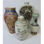 Late 19th/early 20th century Japanese Satsuma vase H31cm,
