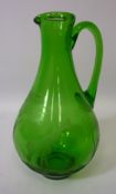 Rowland Ward green glass ewer with etched giraffe decoration H26cm