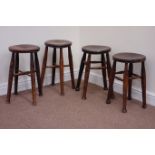 Four matched 19th century elm seat stools