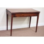 19th century mahogany tea table, fold over top with gateleg action,