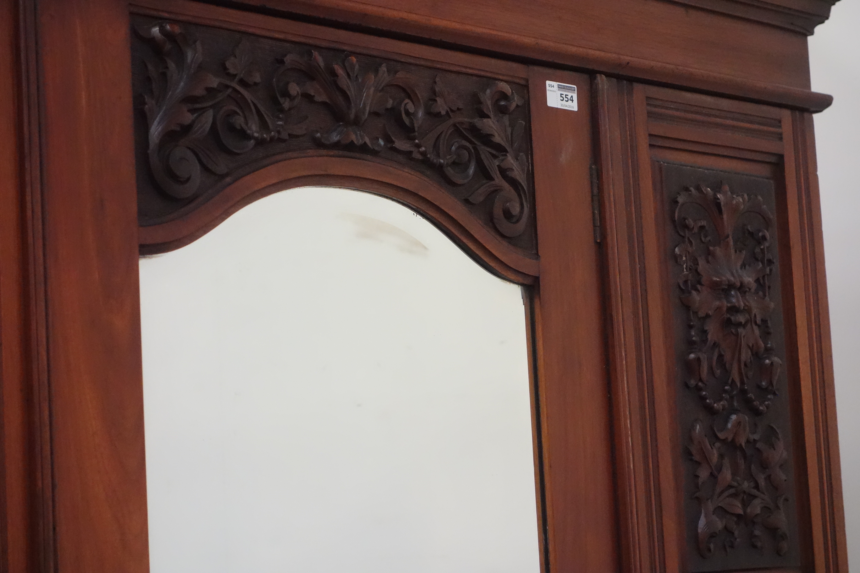 Edwardian walnut wardrobe enclosed by single mirror glazed door, - Image 3 of 3