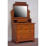 Edwardian satin walnut dressing chest fitted with three drawers below,