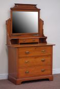 Edwardian satin walnut dressing chest fitted with three drawers below,