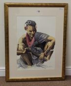 'Indigenous African Male Portrait', watercolour signed by W.R.