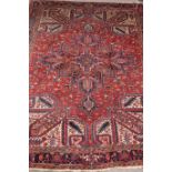 Large Persian Heriz red and blue ground rug carpet,