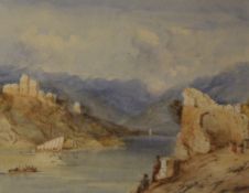 Italianate Lake scene, watercolour signed by Edward Arden Tucker (1847-1910),