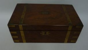 19th century brass bound figured walnut lap desk Condition Report <a