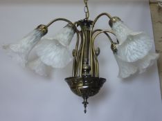 Art Nouveau style six branch centre light fitting H40cm excluding length of chain