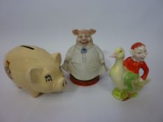 Schafer und Vater novelty pig H10cm, piggy bank,