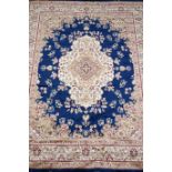 Persian Keshan design blue ground rug carpet,