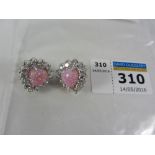 Pair heart shaped dress earrings stamped 925 Condition Report <a href='//www.