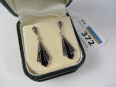 Pair of black onyx and marcasite Art Deco style ear-rings stamped 925 Condition Report