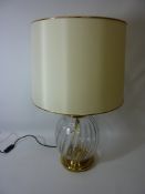 Large glass and gilt metal table lamp with shade H74cm (This item is PAT tested - 5 day warranty