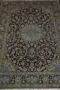 Persian Keshan blue ground rug carpet,