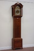 George III figured oak and mahogany banded longcase clock, eight day movement,