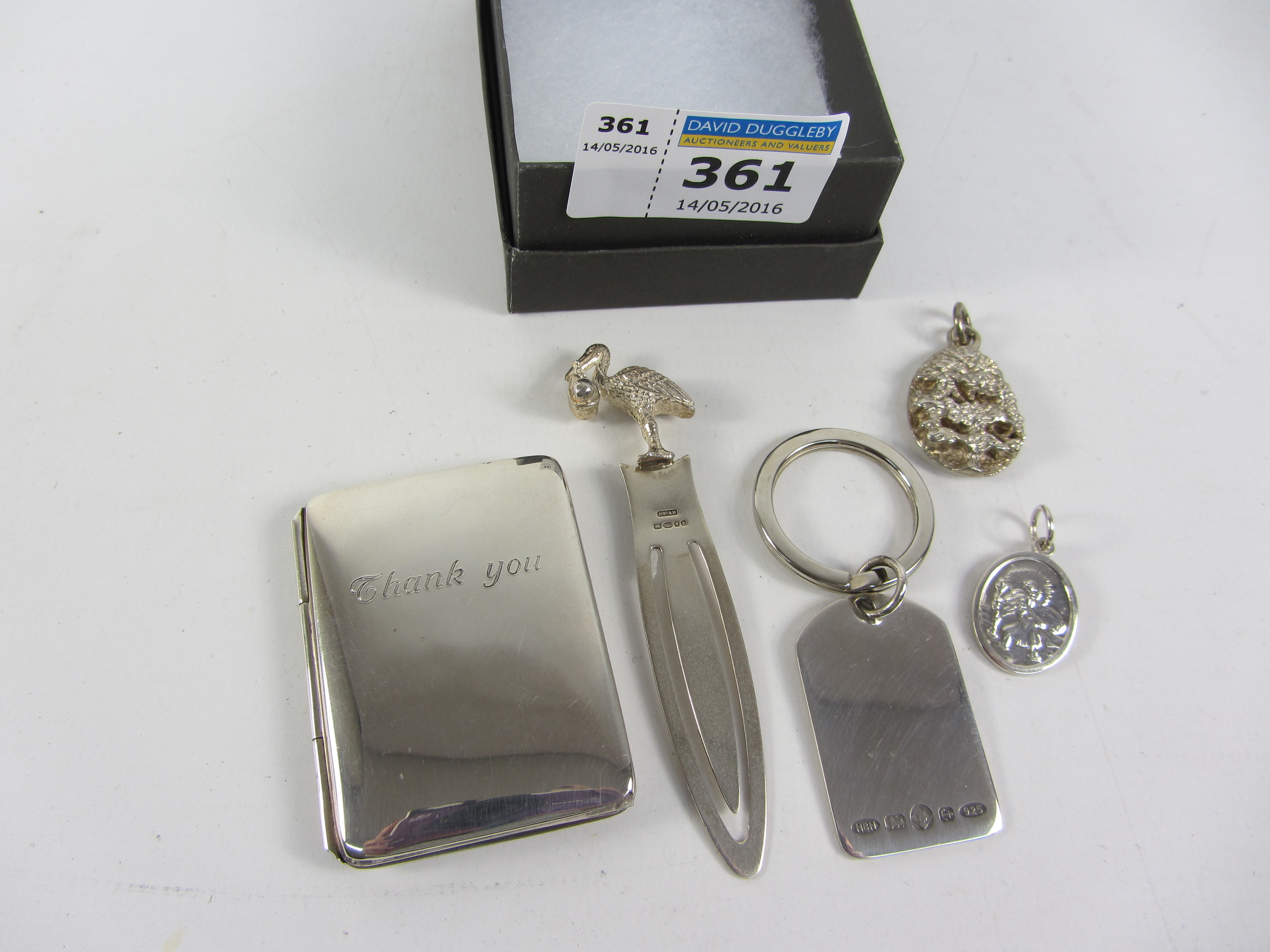 Jeweller's shop stock - silver stork book mark, key ring,