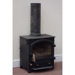 Little Thurlow cast iron 5KW multi-fuel log burning stove with flue,