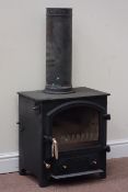 Little Thurlow cast iron 5KW multi-fuel log burning stove with flue,