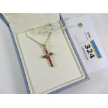 Ruby and diamond cross pendant hallmarked 9ct Condition Report <a href='//www.