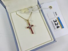 Ruby and diamond cross pendant hallmarked 9ct Condition Report <a href='//www.