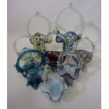 Collection of eight Venetian glass posy baskets H29cm diminishing Condition Report