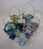 Collection of eight Venetian glass posy baskets H29cm diminishing Condition Report