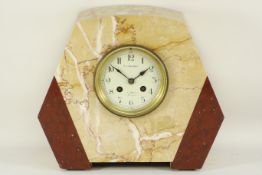 Art Deco period marble mantle clock, dial signed A L Alliance,