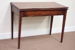 19th century mahogany tea table, fold over top with gateleg action,