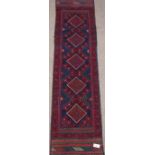 Meshwani red and blue ground runner rug,