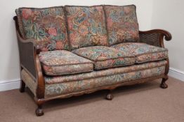 Quality three piece walnut bergère suite comprising of three seat sofa (),