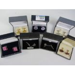 Jeweller's shop stock - pairs cuff-links and tie pins all boxed Condition Report