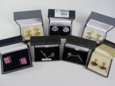 Jeweller's shop stock - pairs cuff-links and tie pins all boxed Condition Report