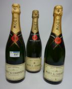 Wines & Spirits - 3 x bottles Moet & Chandon Brut Imperial champagne - all 75cl Condition