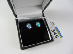 Pair of blue opal ear-rings stamped 925 Condition Report <a href='//www.