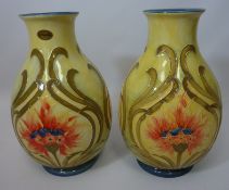 Pair Old Tupton Ware tube lined vases H29cm Condition Report <a href='//www.