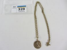 9ct gold St Christopher pendant necklace 7.2gm Condition Report <a href='//www.