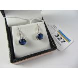 Pair of blue stone dress ear-rings stamped 925 Condition Report <a href='//www.