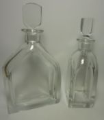 Two Orrefors Edvard Hald Swedish Art Glass decanters, signed to base H27cm and 24.