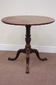 19th century mahogany tripod table, turned column with rope twist baluster, D80cm,
